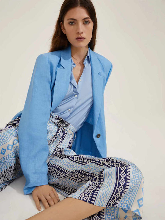 Women's Fabric Capri Trousers Blue