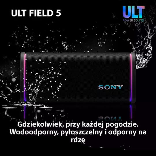 Sony ULT Field 5 Αδιάβροχο Ηχείο Bluetooth 27W με Διάρκεια Μπαταρίας έως 25 ώρες Μαύρο