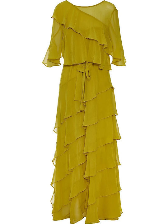 Summer Maxi Dress for Wedding Christening Lime