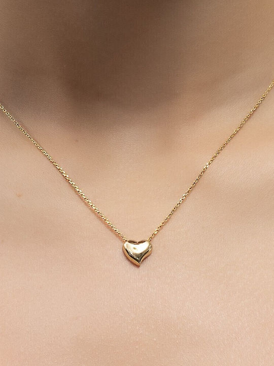 Eforo Colier Talisman Cu Design Inimă Din Aur Galben 9K