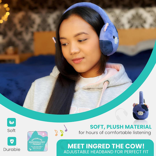 Jazwares Squishmallows Plush Безжични Bluetooth Over Ear Слушалки с 6 часа Работа Ingred The Cow