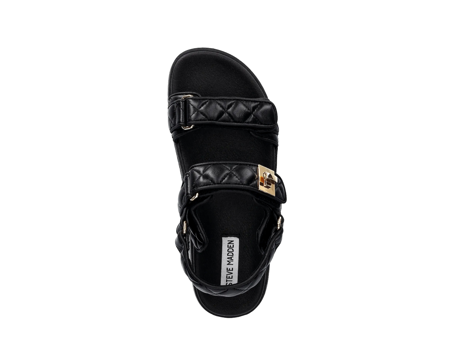 Steve Madden Leather Women's Flat Sandals in Black Color
