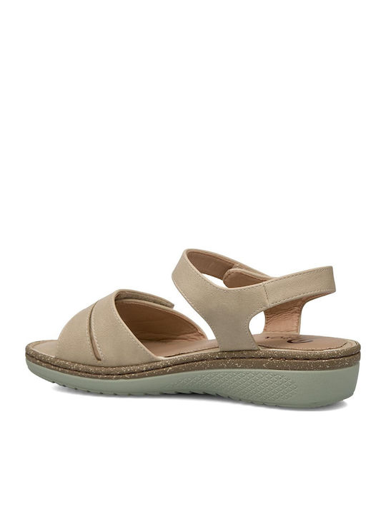 Women's Flat Sandals with Strap in Beige Color