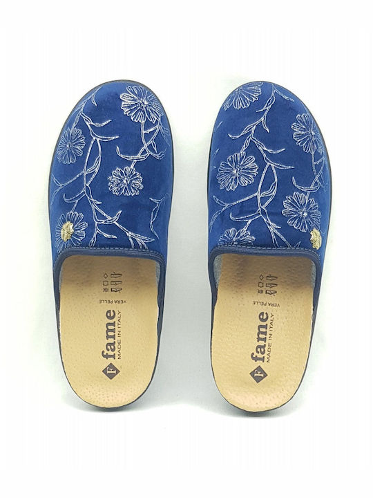 Anatomical Leather Women's Slippers Blue