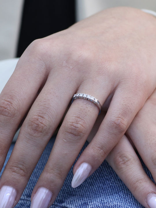 Damen Ring Halbring mit Diamant aus Weißgold 18K