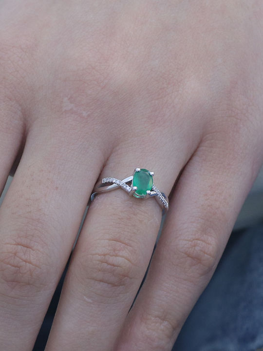 Ring with Diamond made of White gold 18K