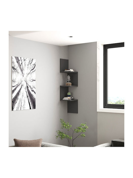 Corner Shelf Wall Insta Charcoal 25x25x105.5cm