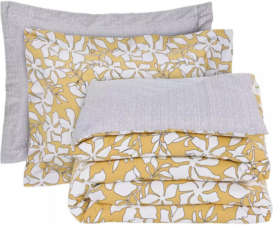 Das Home Сет Чаршафи с Ластик 170x200+35см. Casual 5432 Ochre, White 4бр