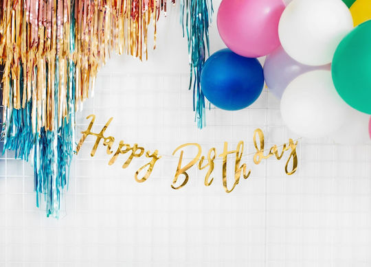 Banner for Party in Gold color 1pcs 16.5cm