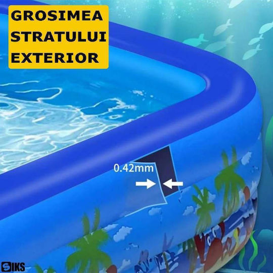 Kinder Pool PVC Aufblasbar 180x125x54cm Blau