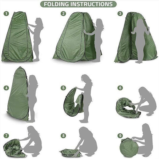 Cort De Camping Pop Up De Toaletă Verde 110x110x190cm