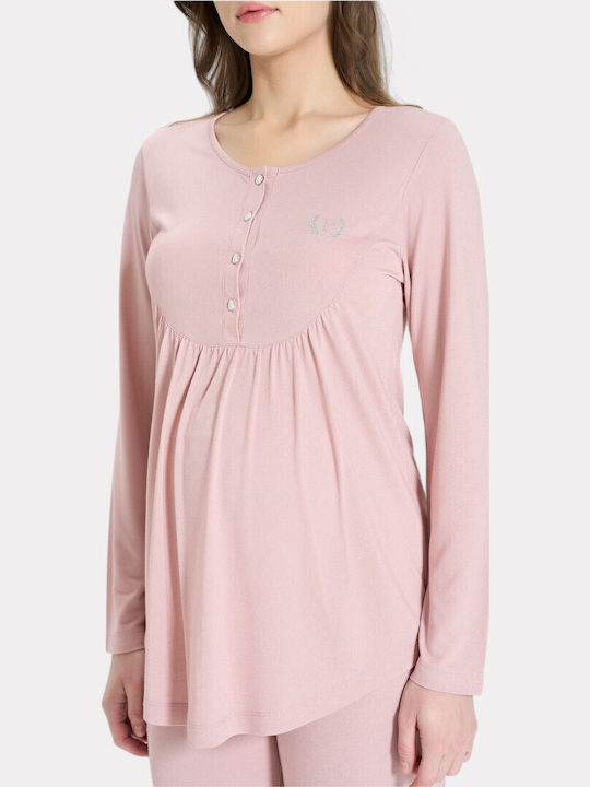 Pijadore Maternity Pajama Set & Nursing Pink