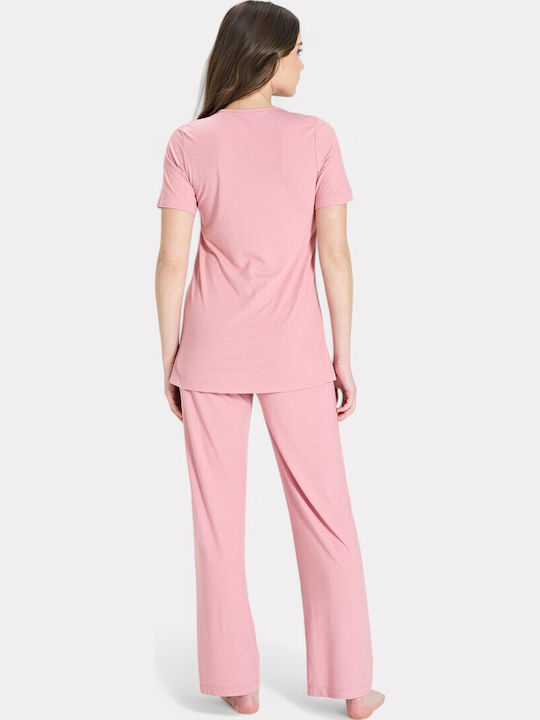Pijadore Maternity Pajama Set & Nursing Pink