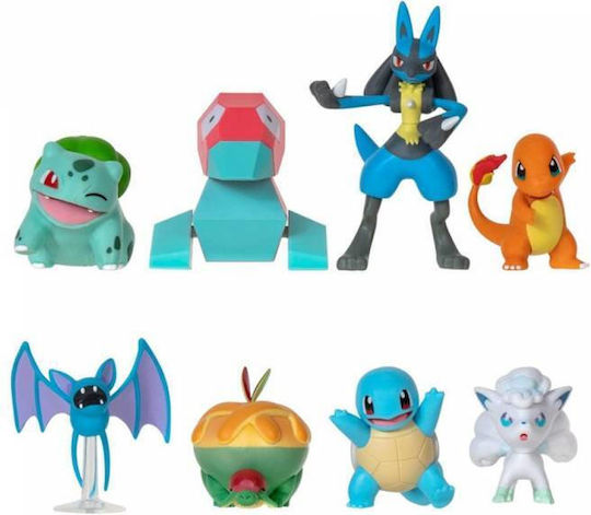 Jazwares Pokemon Аплетун, Алолан Вълпикс, Чармандър, Булбазавър, Скуъртъл, Зубат, Поригон и Лука́рио за 4+ Години