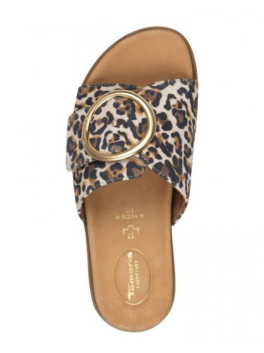 Leather Women's Flat Sandals Brown