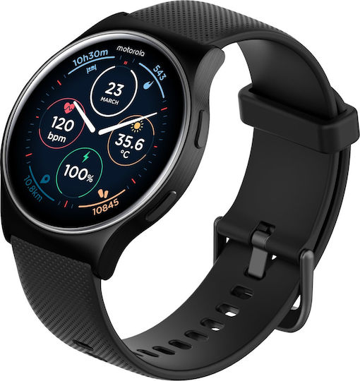 Motorola Moto Watch 120 Aluminium 50mm with Heart Rate Monitor (Black)