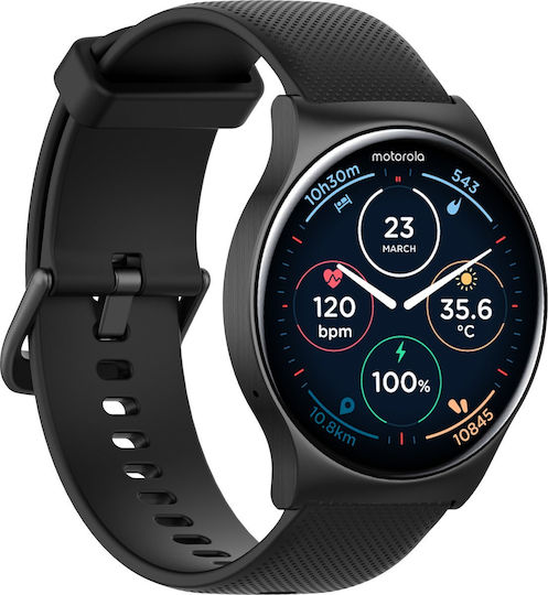 Motorola Moto Watch 120 Aluminium 50mm with Heart Rate Monitor (Black)