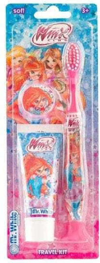 Mr. White Winx Travel Kit Children's Toothpaste with Toothbrush for 3+ Years 2 Pieces Strawberry Flavor