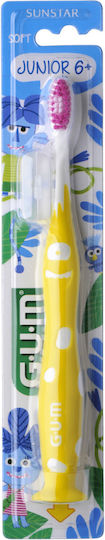 GUM 902 Junior Monster Παιδική Οδοντόβουρτσα για 6+ Χρονών Κίτρινο-Ροζ