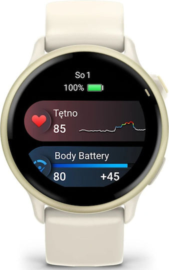 Garmin Vivoactive 6 Aluminium 42mm Waterproof Smartwatch with Heart Rate Monitor (Lunar Gold with Bone Band)