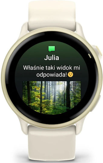 Garmin Vivoactive 6 Aluminium 42mm Waterproof Smartwatch with Heart Rate Monitor (Lunar Gold with Bone Band)