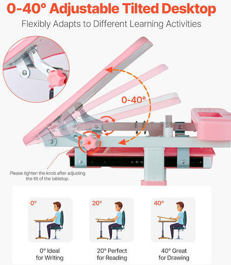 Kids Desk Pink Vevor