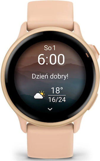 Garmin Vivoactive 6 Aluminium 42mm Αδιάβροχο Smartwatch με Παλμογράφο (Pink Dawn)