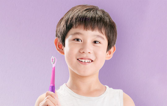 FairyWill Children's Electric Toothbrush with Chronograph for 3+ Years Purple with Replacement Heads