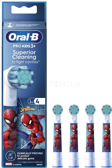Oral-B Replacement Electric Toothbrush Heads Pro Kids Spider-Man 4 Pieces For 3+ Years Spiderman