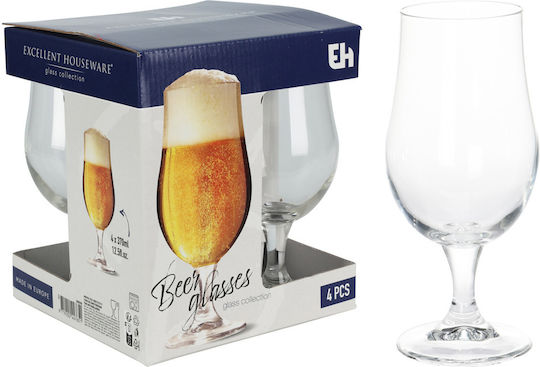 Excellent Houseware Set of Glasses Beer, μπίρας made of Glass Stemmed 370ml 4pcs