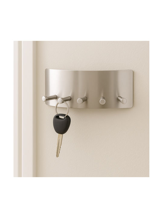 Giaspiti Wall Key Holder 5 Positions Metal Nickel 26x4x9m
