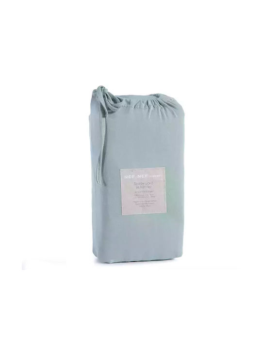 Nef-Nef Homeware Jersey Бебешки Чаршаф За Количка Фланела с Ластик Мента Зелен 70x140бр