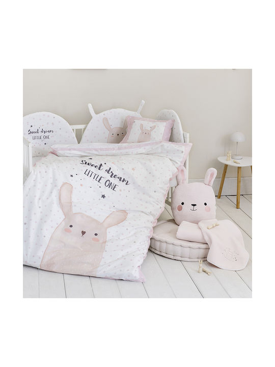 Nima Lovely Bunny Baby Sheets Set Crib Cotton Pink White 120x170cm