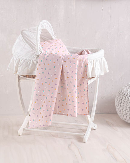 Rythmos Tiny Heart Baby Sheet Cradle Cotton Orange 80x110cm