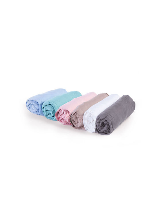 Nef-Nef Homeware Jersey Бебешки Чаршаф За Количка Фланела с ластик Светлосиньо Син 70x140бр