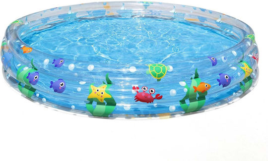Bestway Παιδική Στρογγυλή Πισίνα PVC 480lt Φουσκωτή Διάφανη Fish