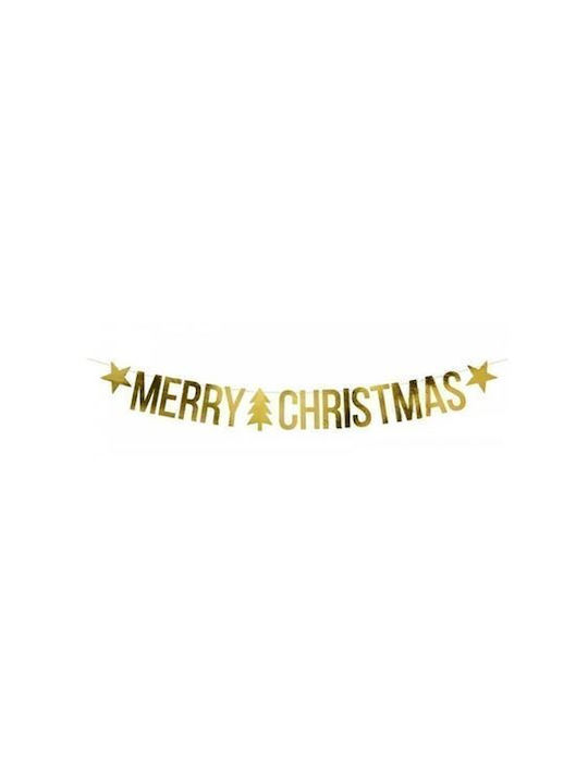 PartyDeco Χριστουγεννιάτικη Γιρλάντα Merry Christmas Πλαστική Χρυσή 150x10.5cm