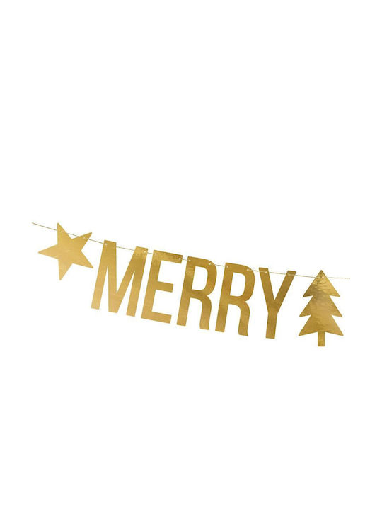 PartyDeco Χριστουγεννιάτικη Γιρλάντα Merry Christmas Πλαστική Χρυσή 150x10.5cm