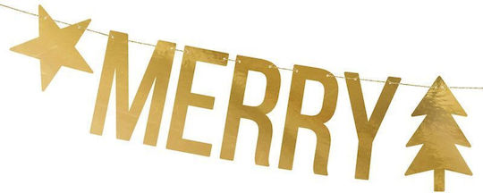 PartyDeco Weihnachtliche Girlande Plastik Merry Christmas Gold 150x10.5cm 1Stück