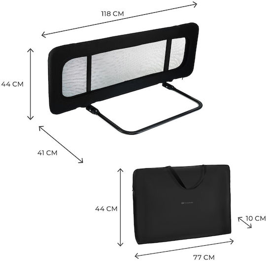 Kinderkraft Guard Dream Bed Rail Guard Simple Placement made of Fabric in Black Color 118x41x44εκ. 1pcs