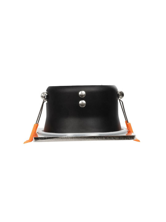 GloboStar Pătrat Metalic Spot Încorporat cu Soclu GU10 Argintiu 8.5x8.5cm. 1buc