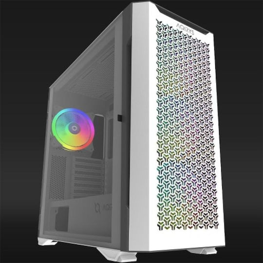 Aqirys Aquilla Gaming Midi Tower Κουτί Υπολογιστή με Πλαϊνό Παράθυρο και RGB Φωτισμό Λευκό