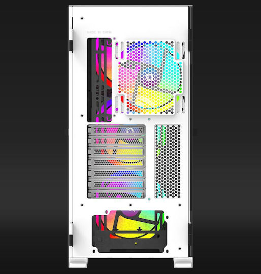 Aqirys Aquilla Gaming Midi Tower Κουτί Υπολογιστή με Πλαϊνό Παράθυρο και RGB Φωτισμό Λευκό