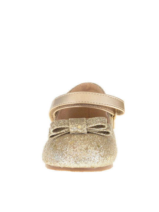 Kids Ballerinas with Hoop & Loop Closure Gold