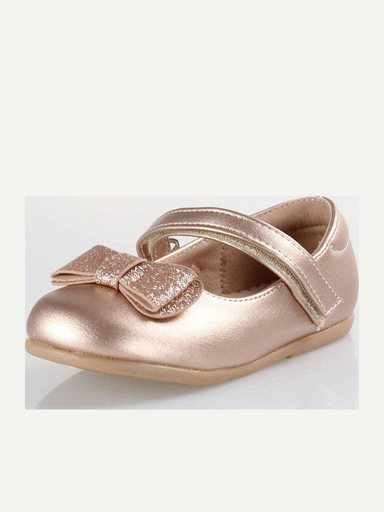 Kids Ballerinas with Hoop & Loop Closure Gold