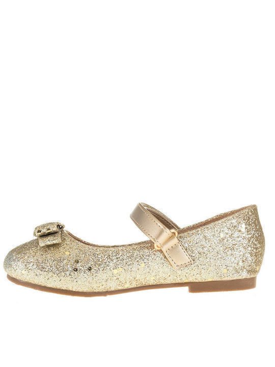 Kids Ballerinas with Hoop & Loop Closure Gold