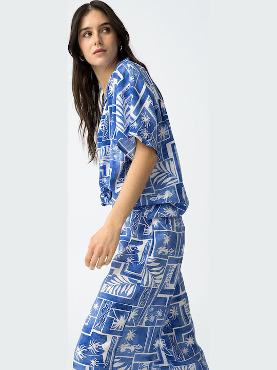 Damen Stoff Hose Royal Blue