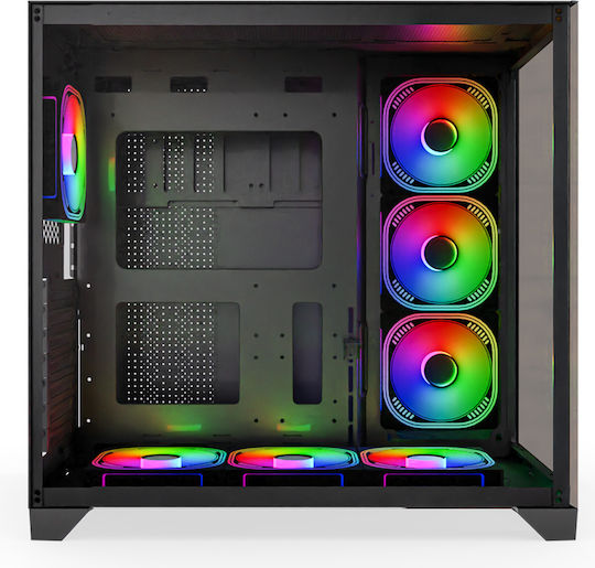 NJOY Aura Gaming Midi Tower Κουτί Υπολογιστή με Πλαϊνό Παράθυρο και ARGB Φωτισμό Μαύρο