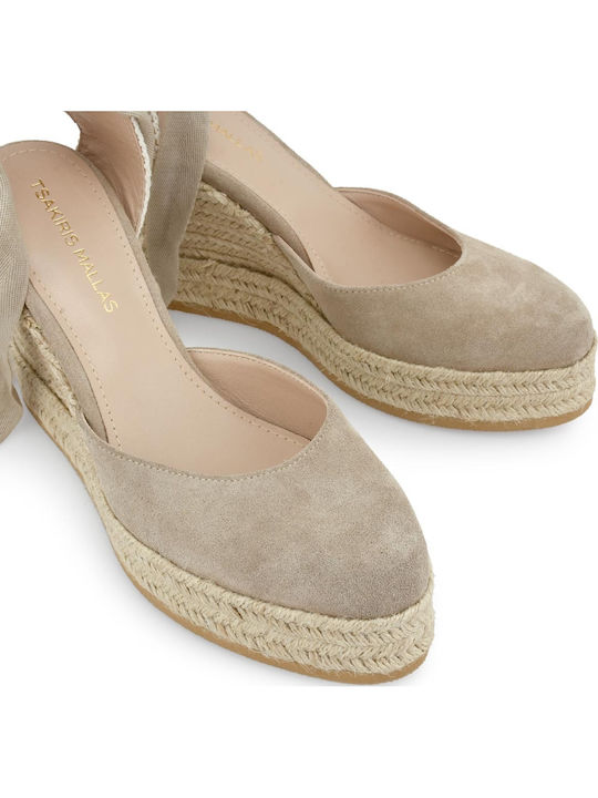Women's Suede Platform Espadrilles Beige