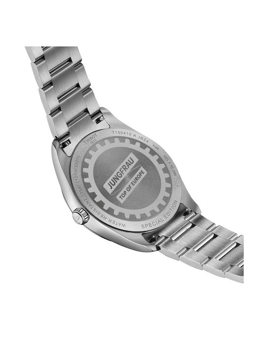 Tissot Pr 100 Ανδρικό Ρολόι Μπαταρίας με Ασημί Μεταλλικό Μπρασελέ